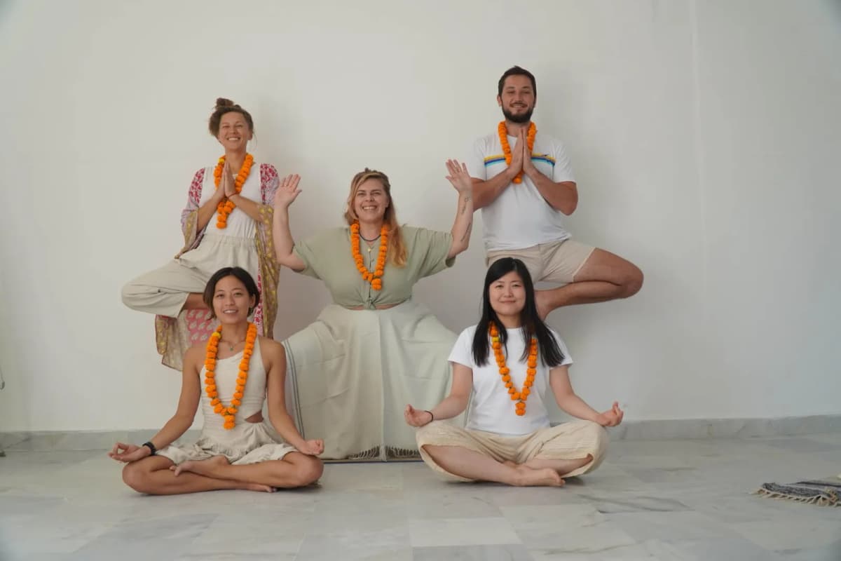 Outdoor healing breathwork and meditation session by the Ganges in Rishikesh